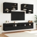 Mueble de TV de pared con luces LED negro 100x30x40 cm