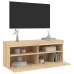 Mueble de TV de pared con luces LED roble Sonoma 100x30x40 cm