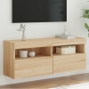 Mueble de TV de pared con luces LED roble Sonoma 100x30x40 cm