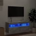 Mueble de TV de pared con luces LED gris hormigón 100x30x40 cm