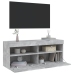 Mueble de TV de pared con luces LED gris hormigón 100x30x40 cm