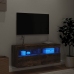 Mueble de TV de pared con luces LED roble ahumado 100x30x40 cm