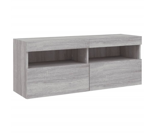 Mueble de TV de pared con luces LED gris Sonoma 100x30x40 cm