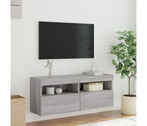 Mueble de TV de pared con luces LED gris Sonoma 100x30x40 cm