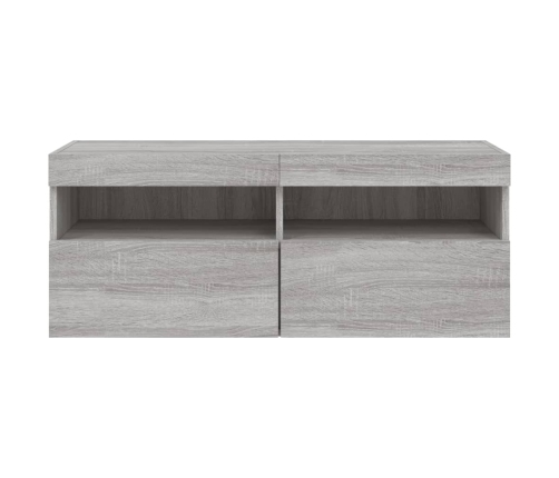 Mueble de TV de pared con luces LED gris Sonoma 100x30x40 cm