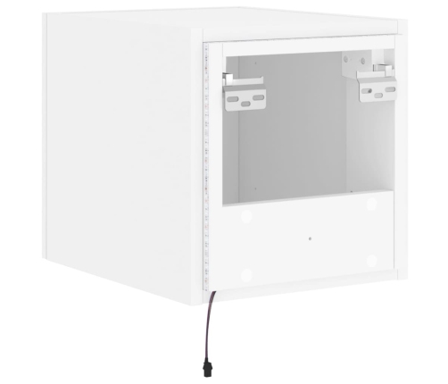 Mueble de TV de pared con luces LED blanco 30,5x35x30 cm