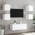 Muebles de TV de pared con luces LED 2 uds blanco 30,5x35x30 cm