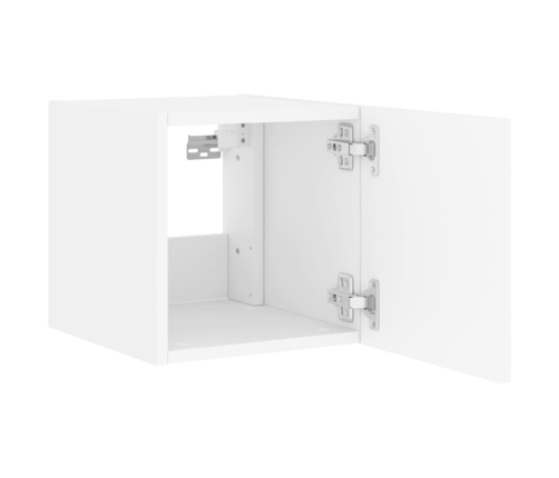 Muebles de TV de pared con luces LED 2 uds blanco 30,5x35x30 cm