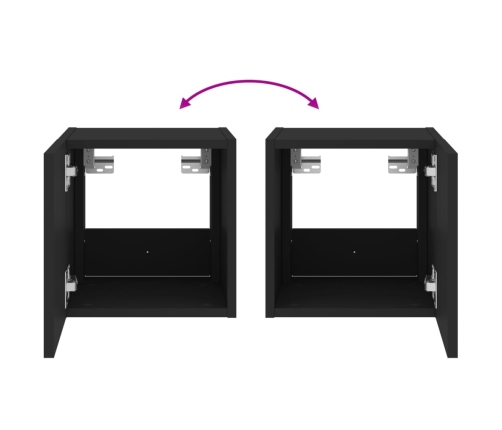 vidaXL Mueble de TV de pared con luces LED negro 30,5x35x30 cm