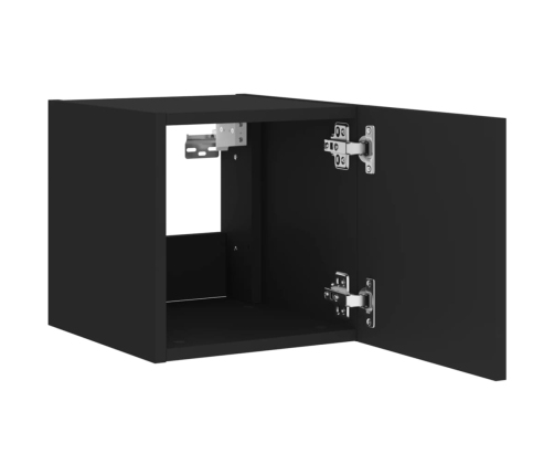 vidaXL Mueble de TV de pared con luces LED negro 30,5x35x30 cm