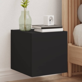 Mueble de TV de pared con luces LED negro 30,5x35x30 cm