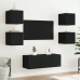 Muebles de TV de pared con luces LED 2 uds negro 30,5x35x30 cm