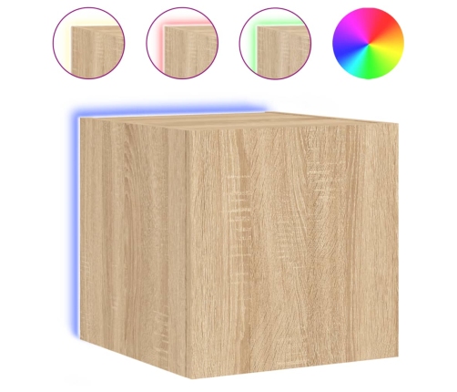 vidaXL Mueble de TV de pared con luces LED roble Sonoma 30,5x35x30 cm