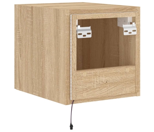 vidaXL Mueble de TV de pared con luces LED roble Sonoma 30,5x35x30 cm