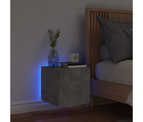 Mueble de TV de pared con luces LED gris hormigón 30,5x35x30 cm