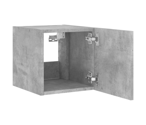 Muebles TV de pared luces LED 2 uds gris hormigón 30,5x35x30 cm