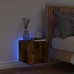 Mueble de TV de pared con luces LED roble ahumado 30,5x35x30 cm