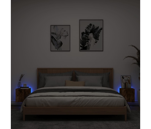 Muebles TV de pared luces LED 2 uds roble ahumado 30,5x35x30 cm