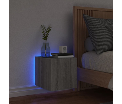 Mueble de TV de pared con luces LED gris Sonoma 30,5x35x30 cm