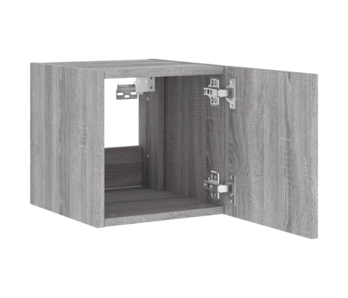 Mueble de TV de pared con luces LED gris Sonoma 30,5x35x30 cm