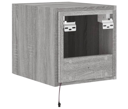 Mueble de TV de pared con luces LED gris Sonoma 30,5x35x30 cm