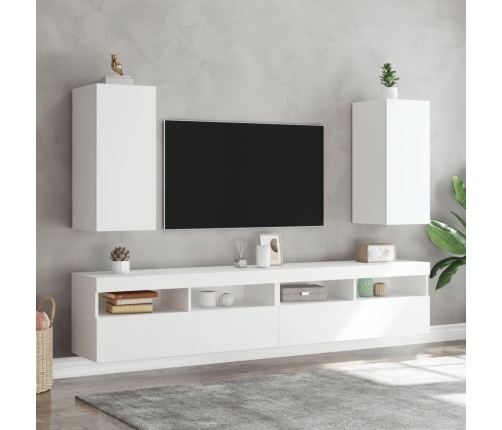 Mueble de TV de pared con luces LED blanco 30,5x35x70 cm