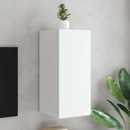 Mueble de TV de pared con luces LED blanco 30,5x35x70 cm