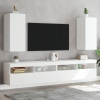 Muebles de TV de pared con luces LED 2 uds blanco 30,5x35x70 cm