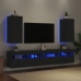 Muebles de TV de pared con luces LED 2 uds negro 30,5x35x70 cm