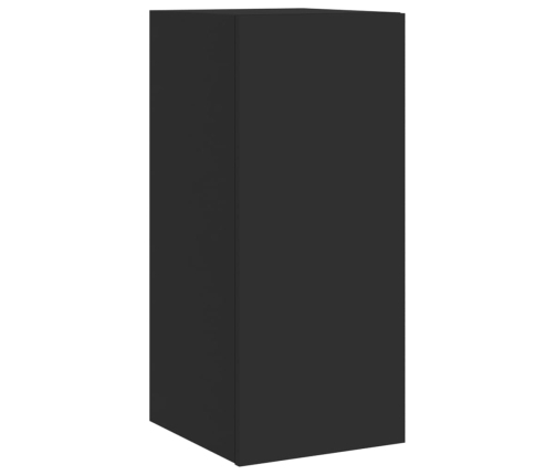 Muebles de TV de pared con luces LED 2 uds negro 30,5x35x70 cm