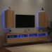 Muebles de TV pared luces LED 2 uds roble Sonoma 30,5x35x70 cm