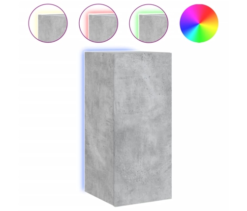 Muebles TV de pared luces LED 2 uds gris hormigón 30,5x35x70 cm