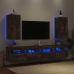 Muebles TV de pared luces LED 2 uds roble ahumado 30,5x35x70 cm