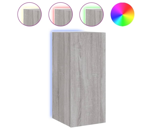 Mueble de TV de pared con luces LED gris Sonoma 30,5x35x70 cm