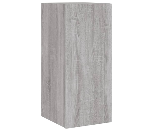 Mueble de TV de pared con luces LED gris Sonoma 30,5x35x70 cm