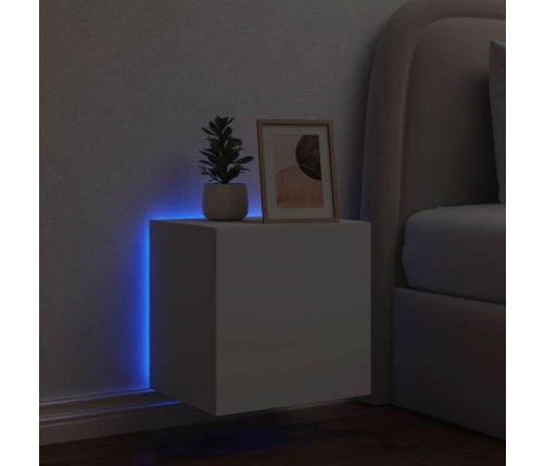 Mueble de TV de pared con luces LED blanco 40,5x35x40 cm