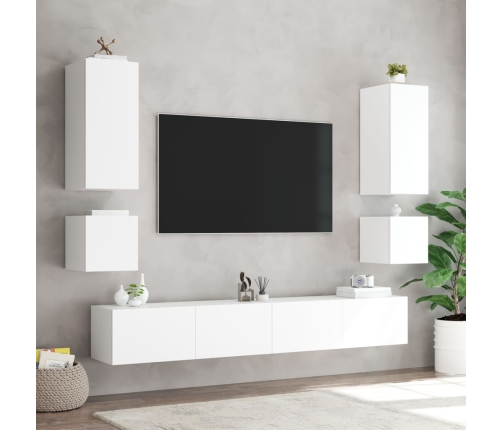 Mueble de TV de pared con luces LED blanco 40,5x35x40 cm