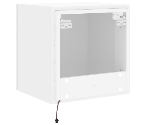 Mueble de TV de pared con luces LED blanco 40,5x35x40 cm