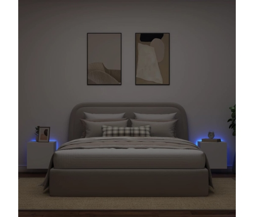 Muebles de TV de pared con luces LED 2 uds blanco 40,5x35x40 cm