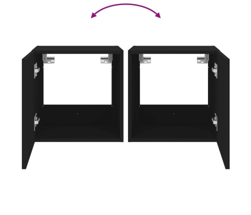 Mueble de TV de pared con luces LED negro 40,5x35x40 cm