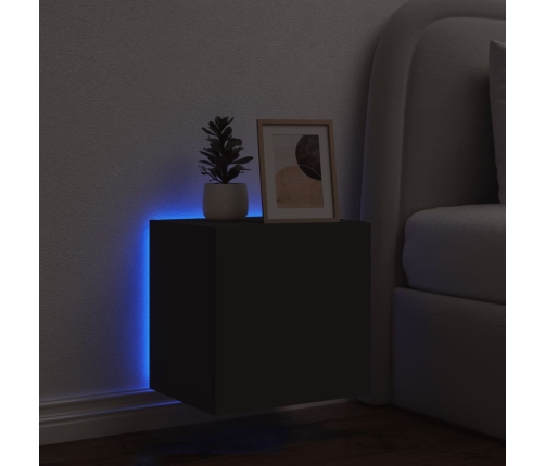 Mueble de TV de pared con luces LED negro 40,5x35x40 cm