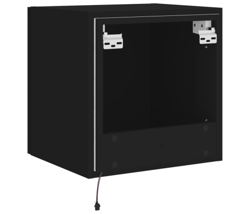 Mueble de TV de pared con luces LED negro 40,5x35x40 cm