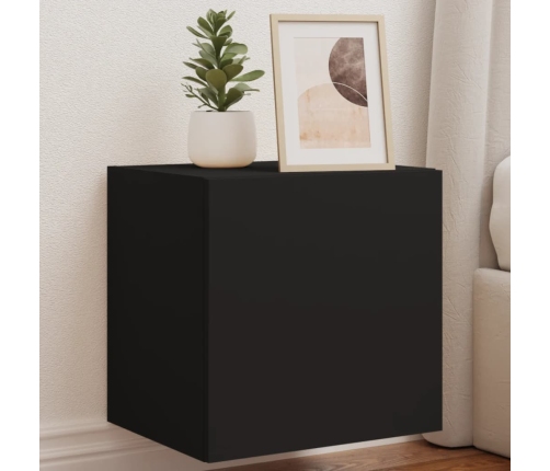 Mueble de TV de pared con luces LED negro 40,5x35x40 cm