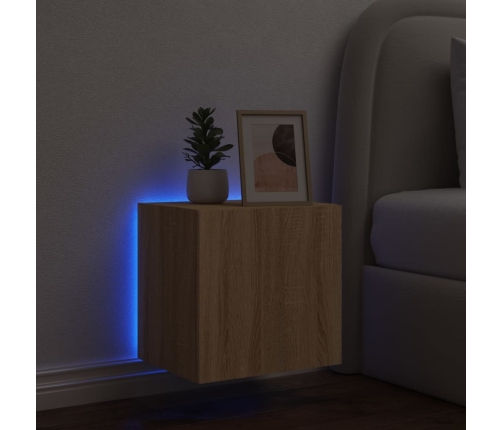 Mueble de TV de pared con luces LED roble Sonoma 40,5x35x40 cm