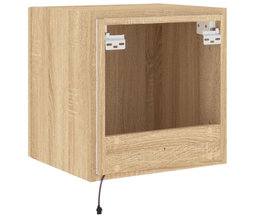 Mueble de TV de pared con luces LED roble Sonoma 40,5x35x40 cm