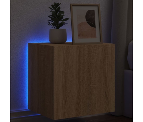 Mueble de TV de pared con luces LED roble Sonoma 40,5x35x40 cm