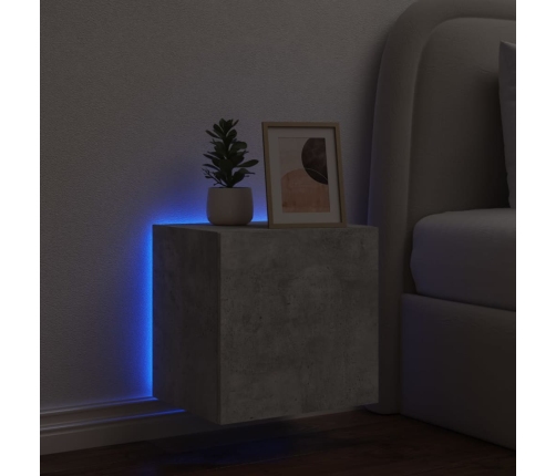 Mueble de TV de pared con luces LED gris hormigón 40,5x35x40 cm