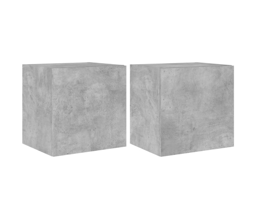 Muebles TV de pared luces LED 2 uds gris hormigón 40,5x35x40 cm