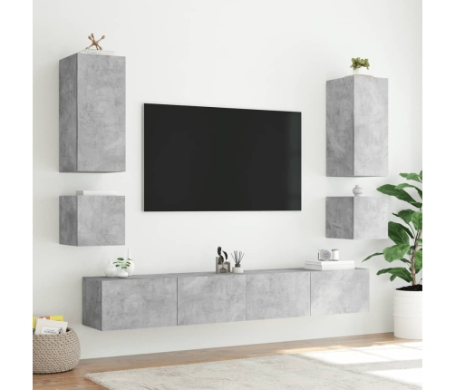 Muebles TV de pared luces LED 2 uds gris hormigón 40,5x35x40 cm