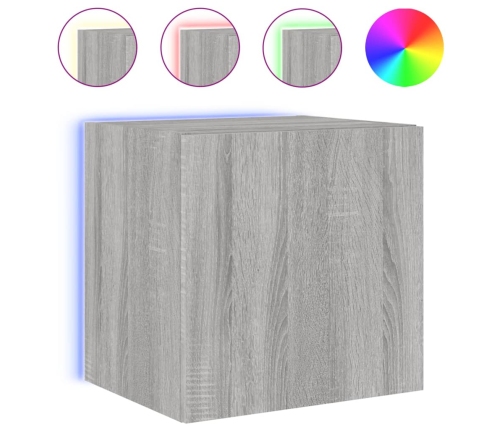 Mueble de TV de pared con luces LED gris Sonoma 40,5x35x40 cm